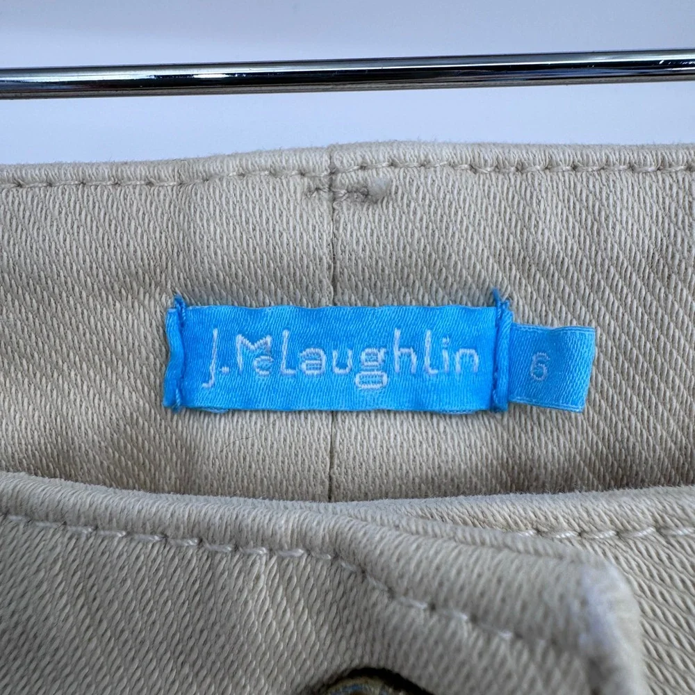 J.McLaughlin Pants Womens 6 Beige Stretch‎ Cotton Straight Leg Preppy Minimalist